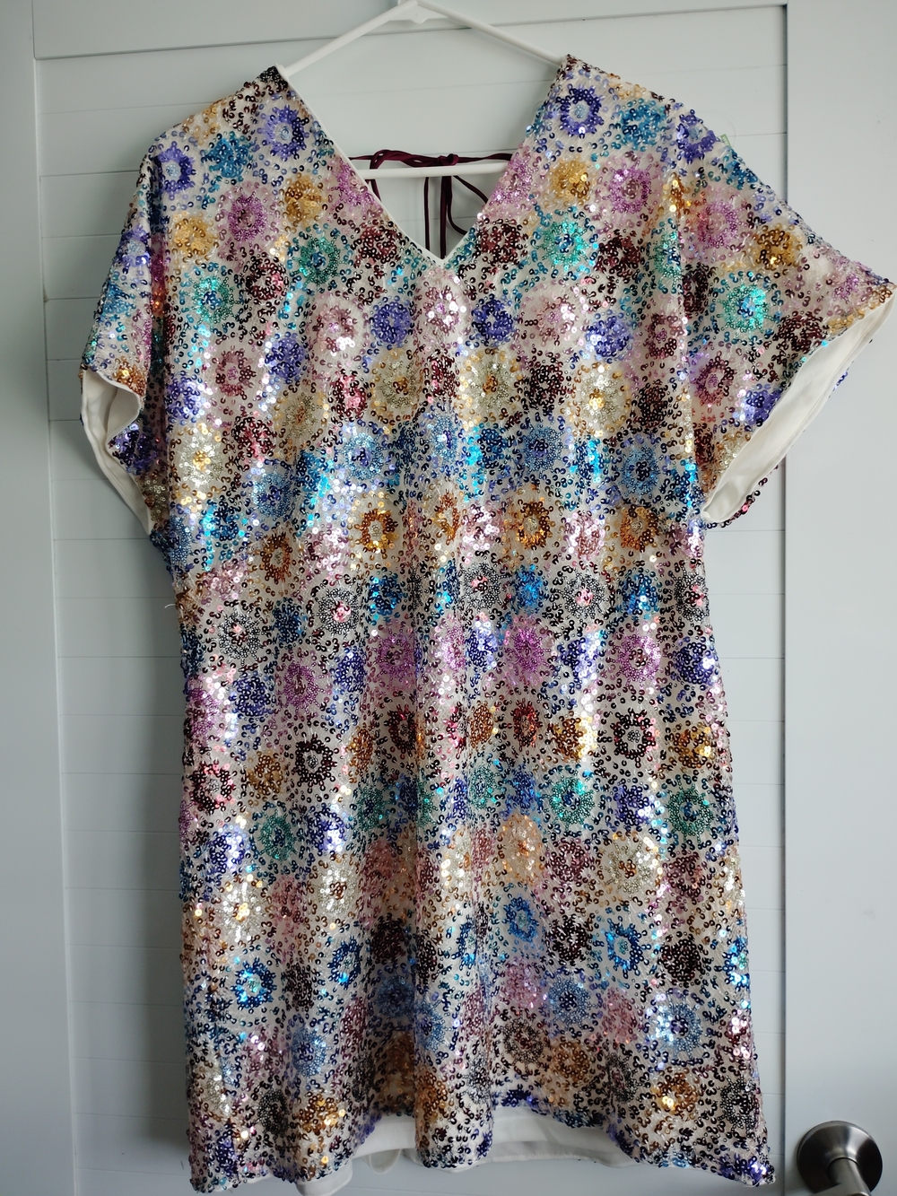 G.p.d Woman's Large Sequin on Lace Mini Dress Sparkle Whimsical Festival Dazzle